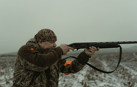 shooting a prey with rifle scope