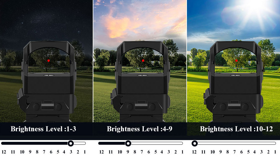 red dot sight with 12 brightness levels