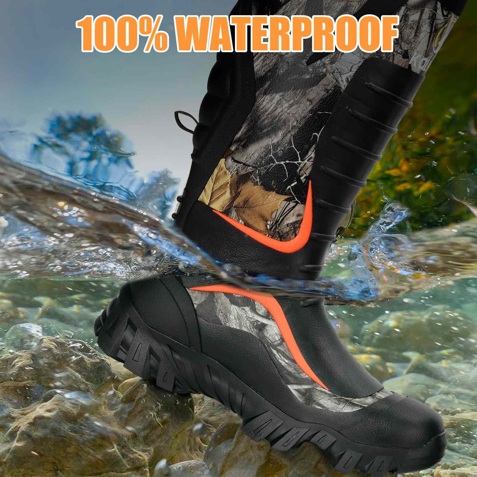 Kalkal Insulated Warmest Rubber Hunting Boots, Camouflage Boots