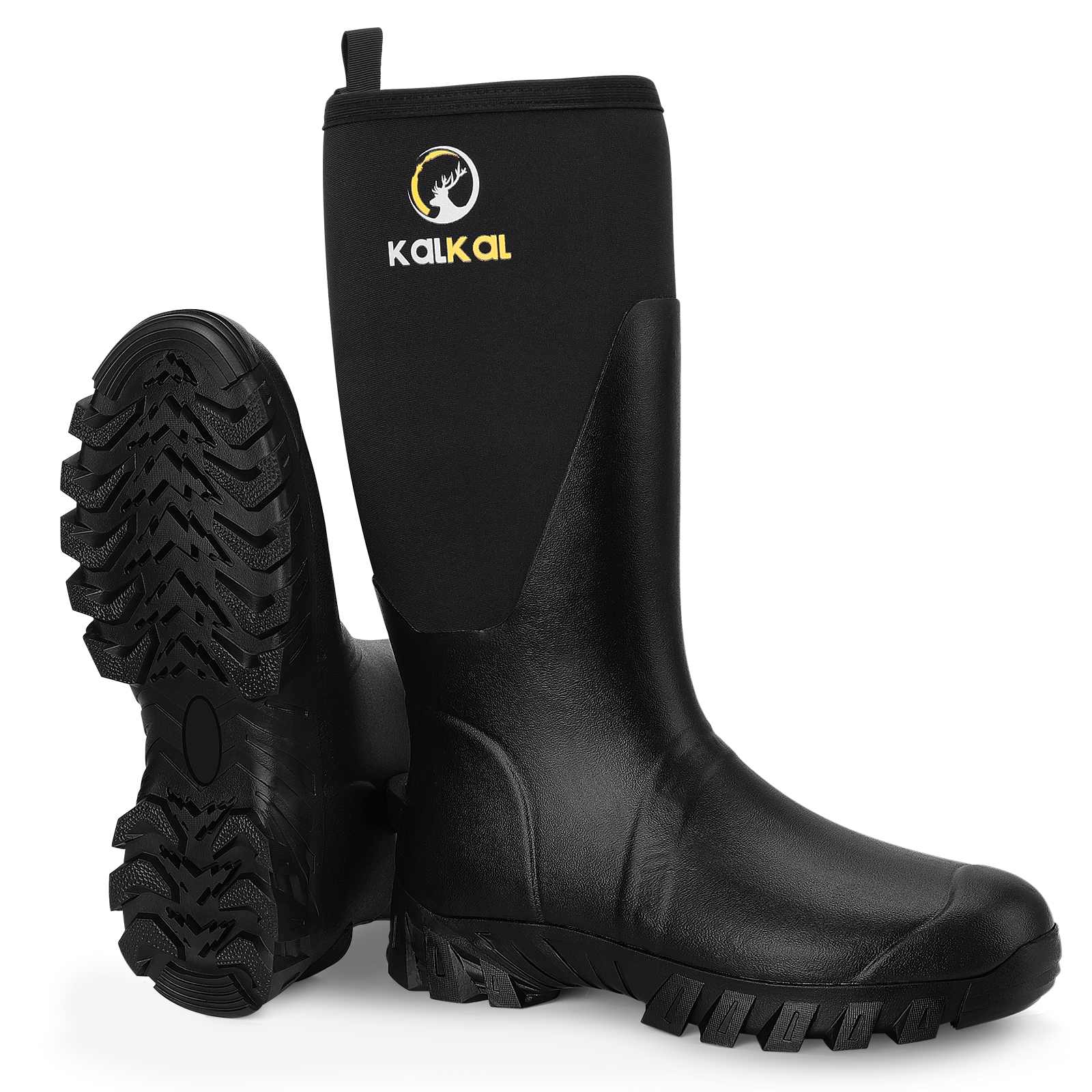 Kalkal black rubber farm boots for men