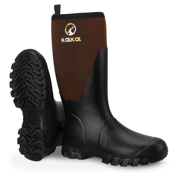 Kalkal brown rubber farm boots for men