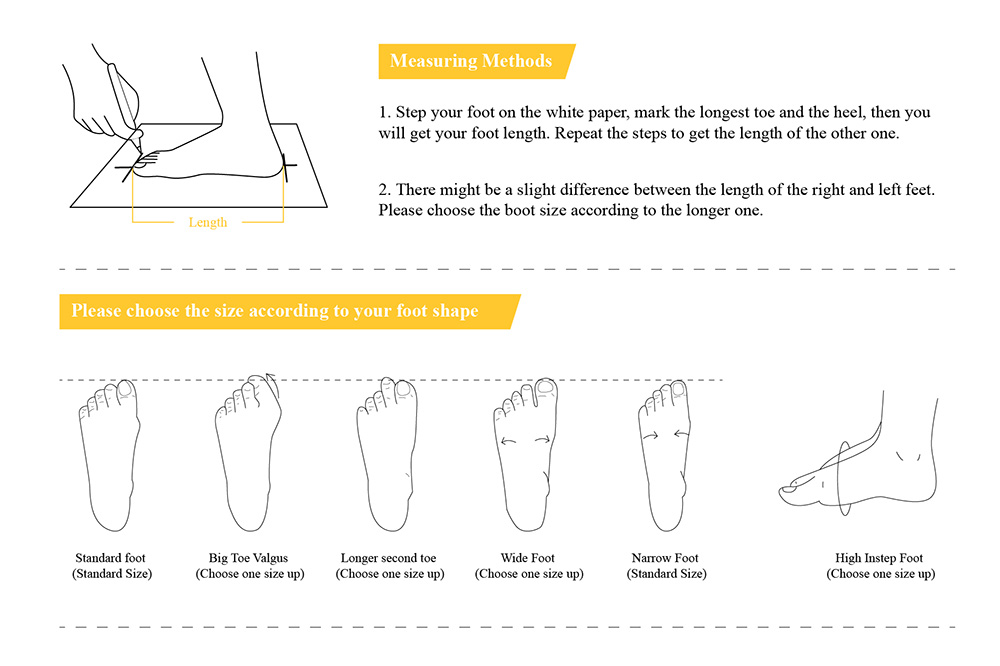 Methods of measuring feet and calf