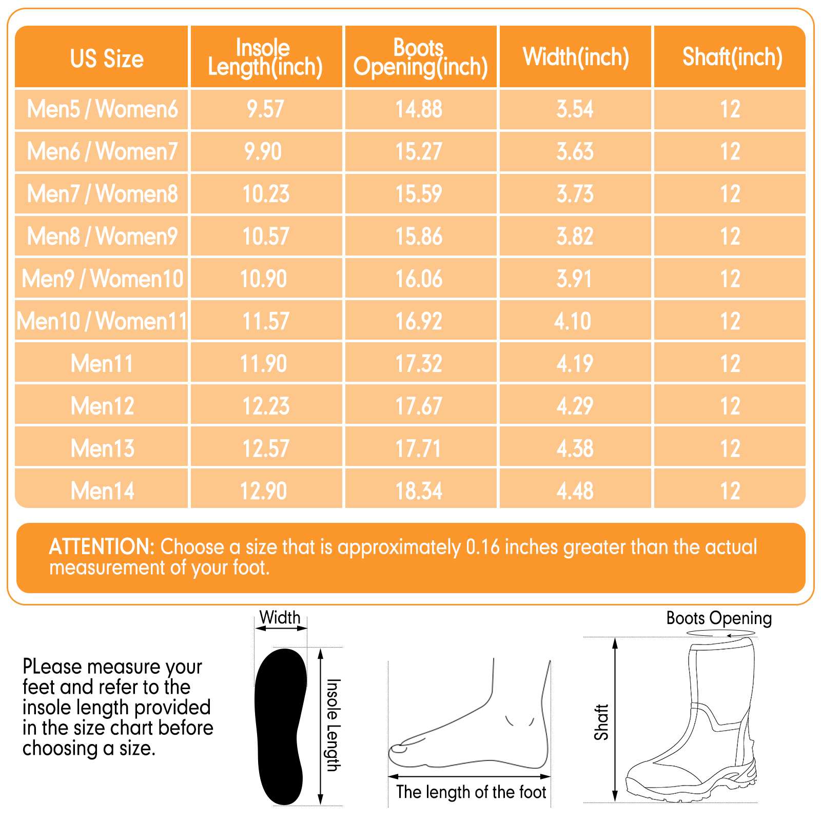 kalk013 garden boots size chart