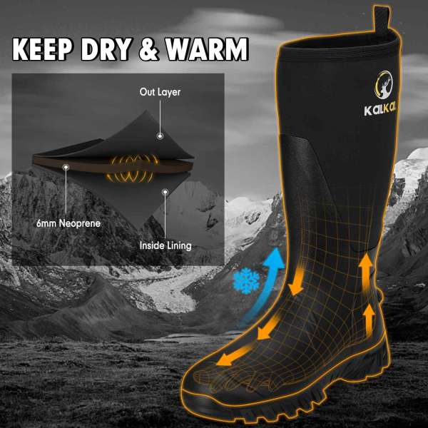 kalkal warm rubber boots for winter - farm boots