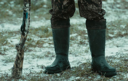 A pair of durable hunting boots