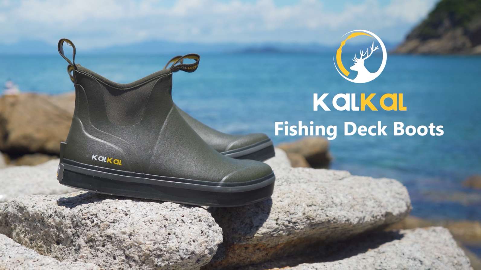 Kalkal Men's Ankle Deck Boots, Waterproof Rubber Fishing and Camp Boots -  Kalkal