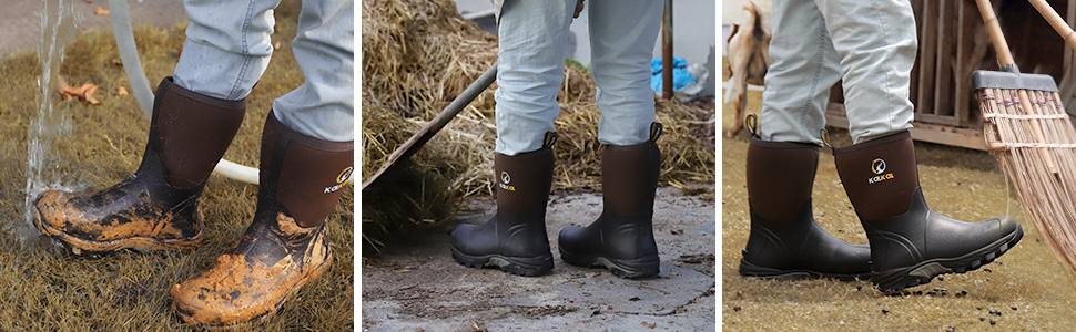 wear Kalkal rubber farm boots