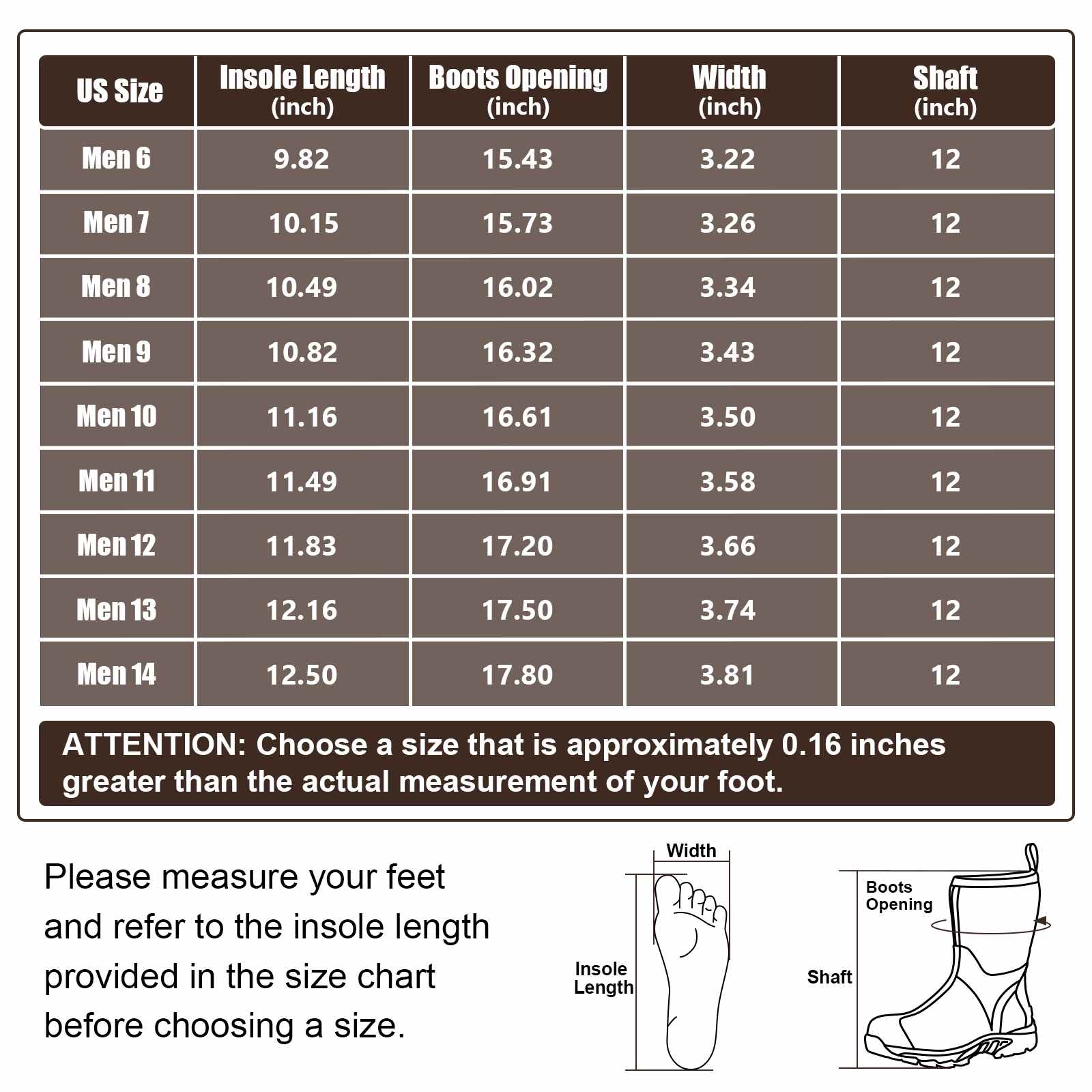 kalkal -019 rubber work boot sizes