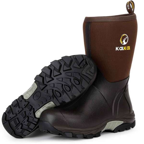 kalkal rubber farm boots for men-brown