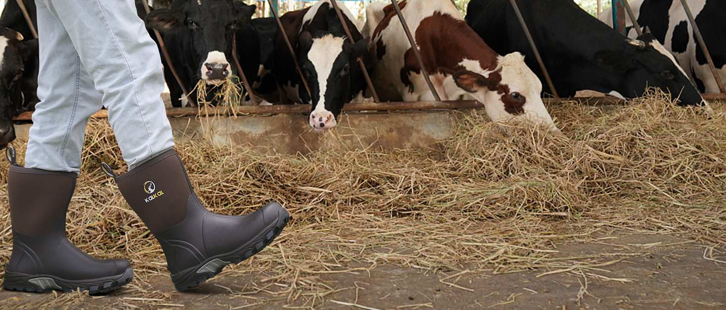 wear rubber work boots for farm and ranch