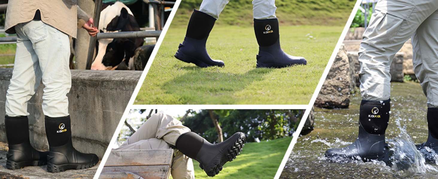 waterproof rubber boots for farming hunting fishing