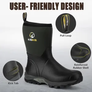 calf height farm boots with user-friendly features