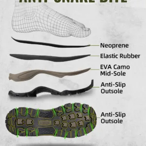 Anti-snake bite hunting boot sole construction with detailed outsole layers