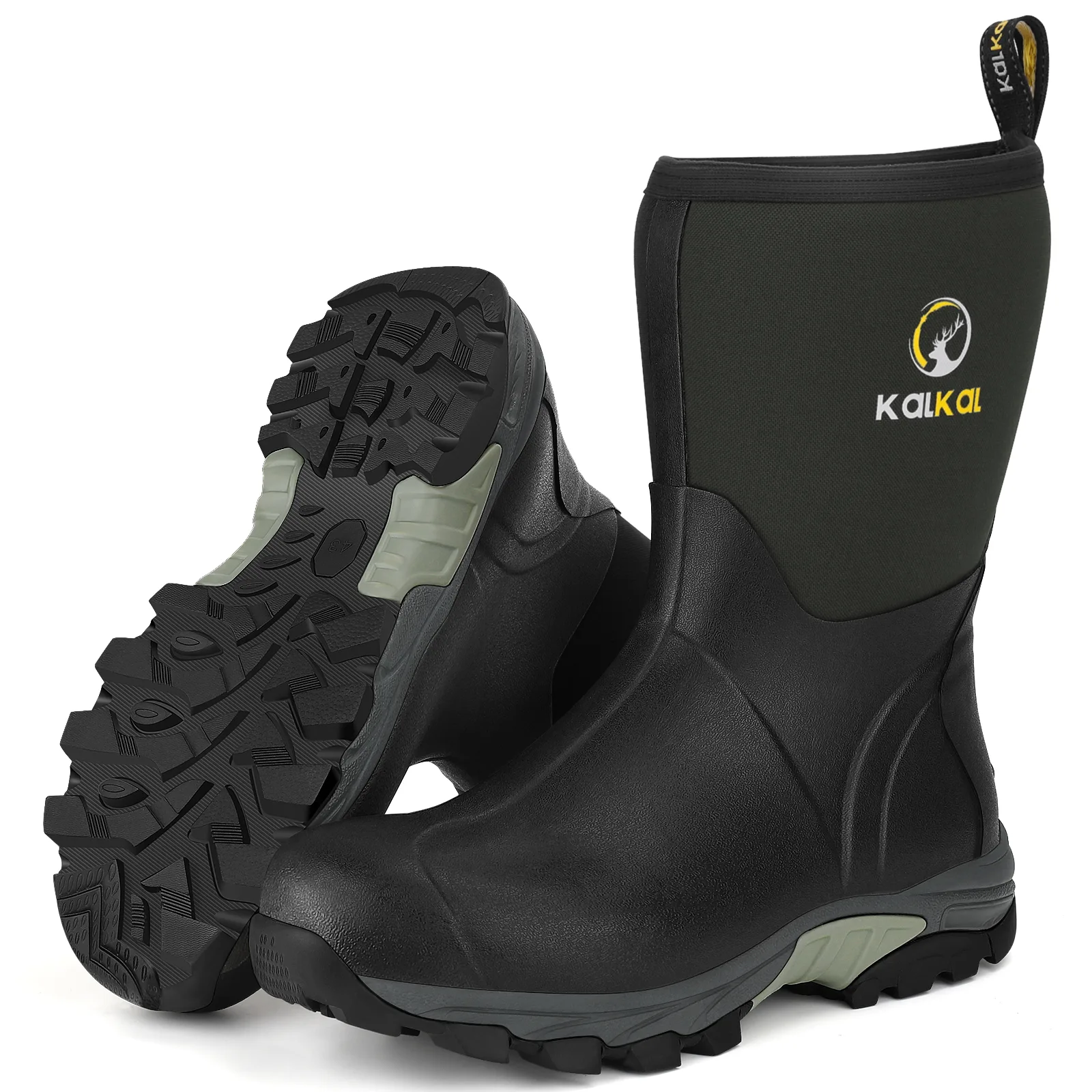mid calf men’s farm boots Kalkal mid calf men's farm boots in grey green color