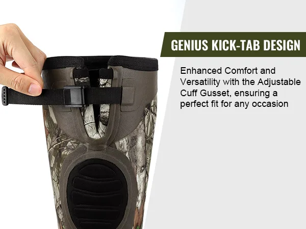 Adjustable back buckle for a secure fit around different calf sizes (anti-snake rubber boots)