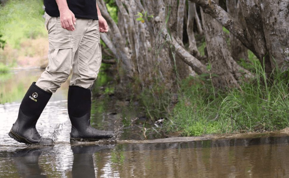 wear kalkal farm rain boots on water