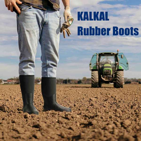 wear kalkal rubber boots on a farm