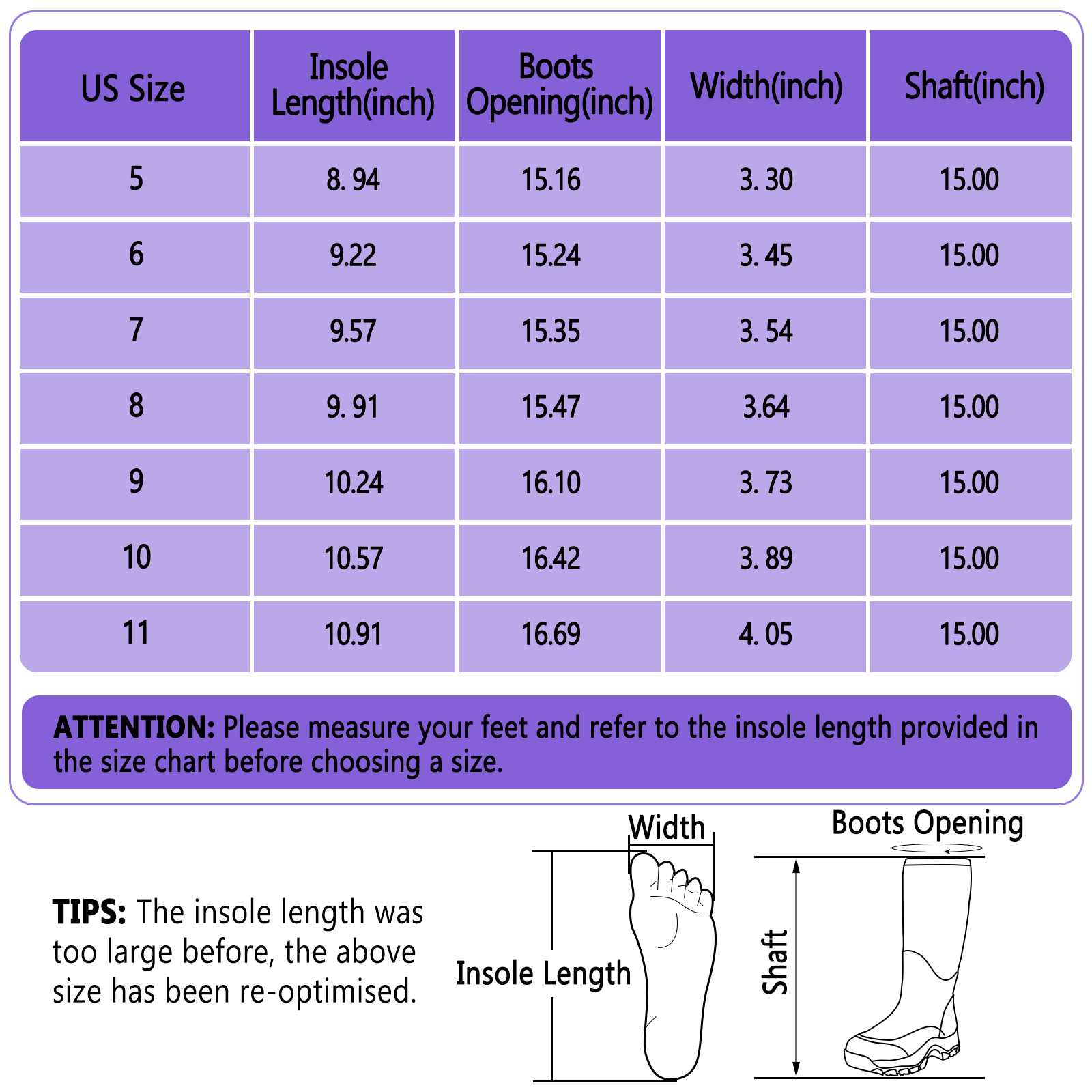 Kalkal women hunting boots size chart-kalk029(updated)