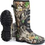 Kalkal Insulated Rubber Hunting Boots, Waterproof Camo Rain Boots For Wide Calf