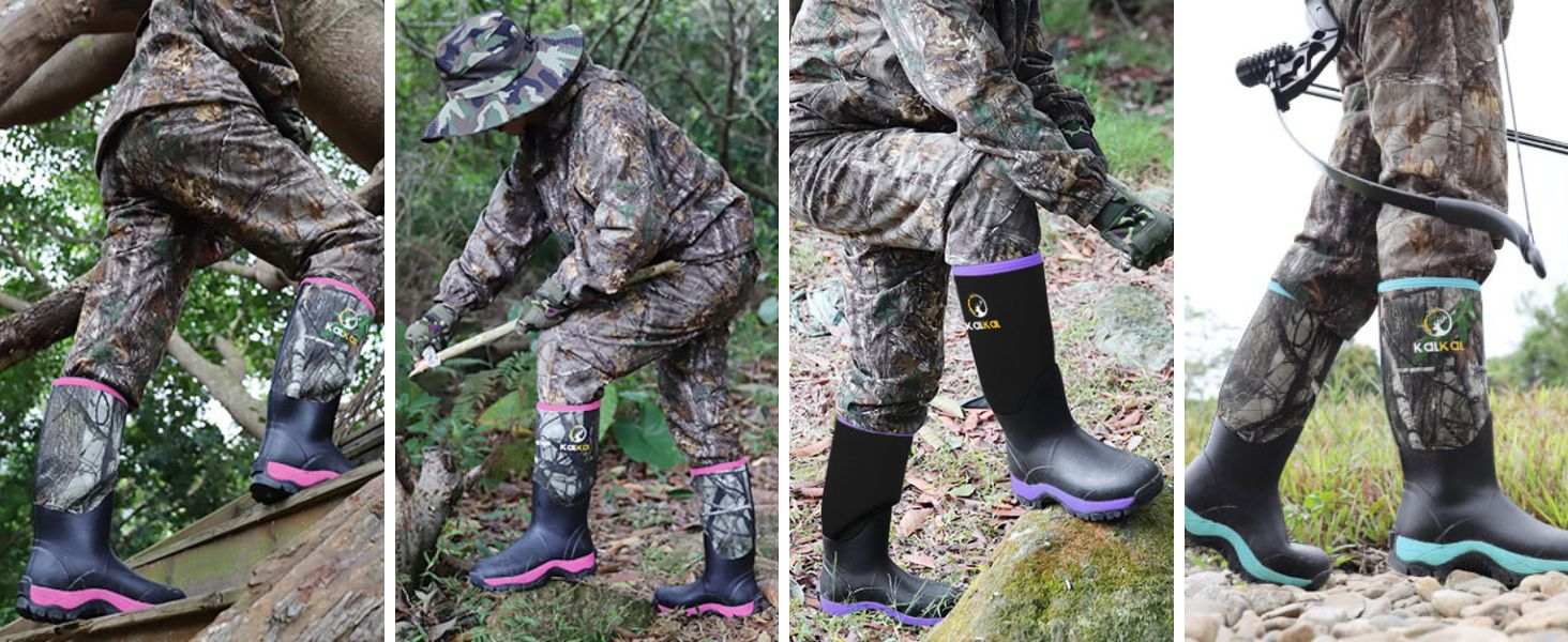 kalkal rubber camo hunting boots for women