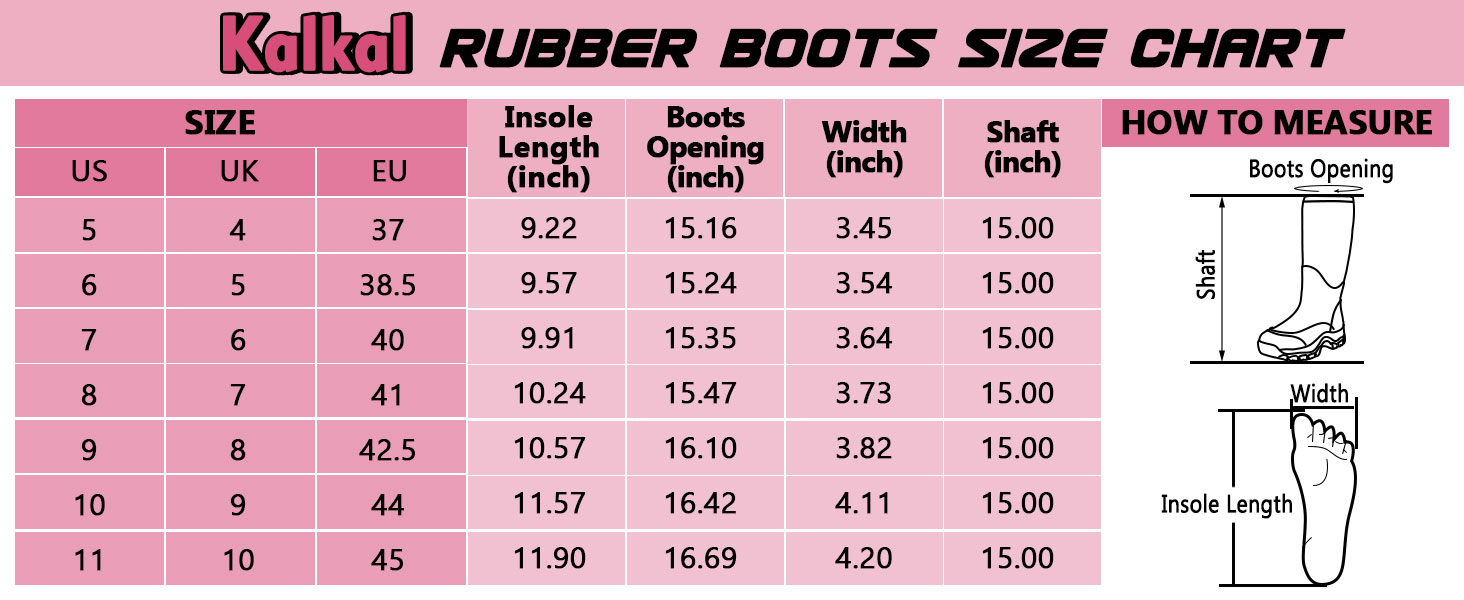 Women Hunting Boot Size Chart