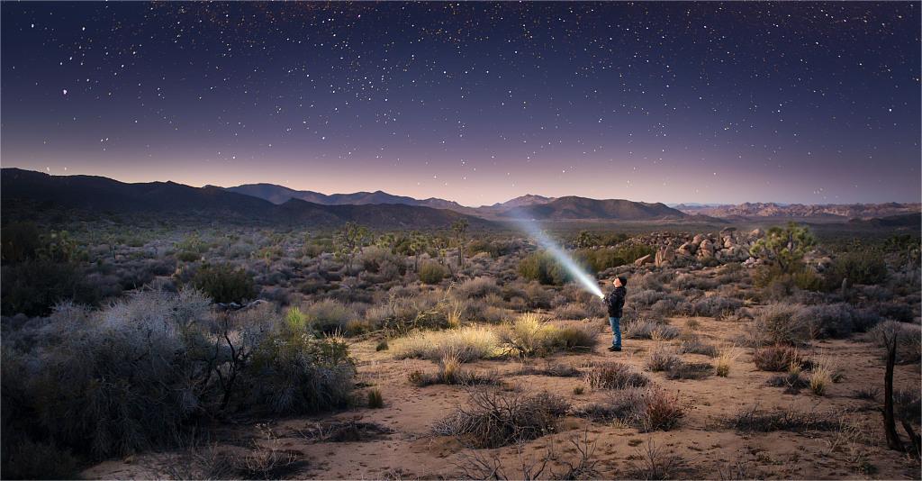 a man using headlamp for hunting