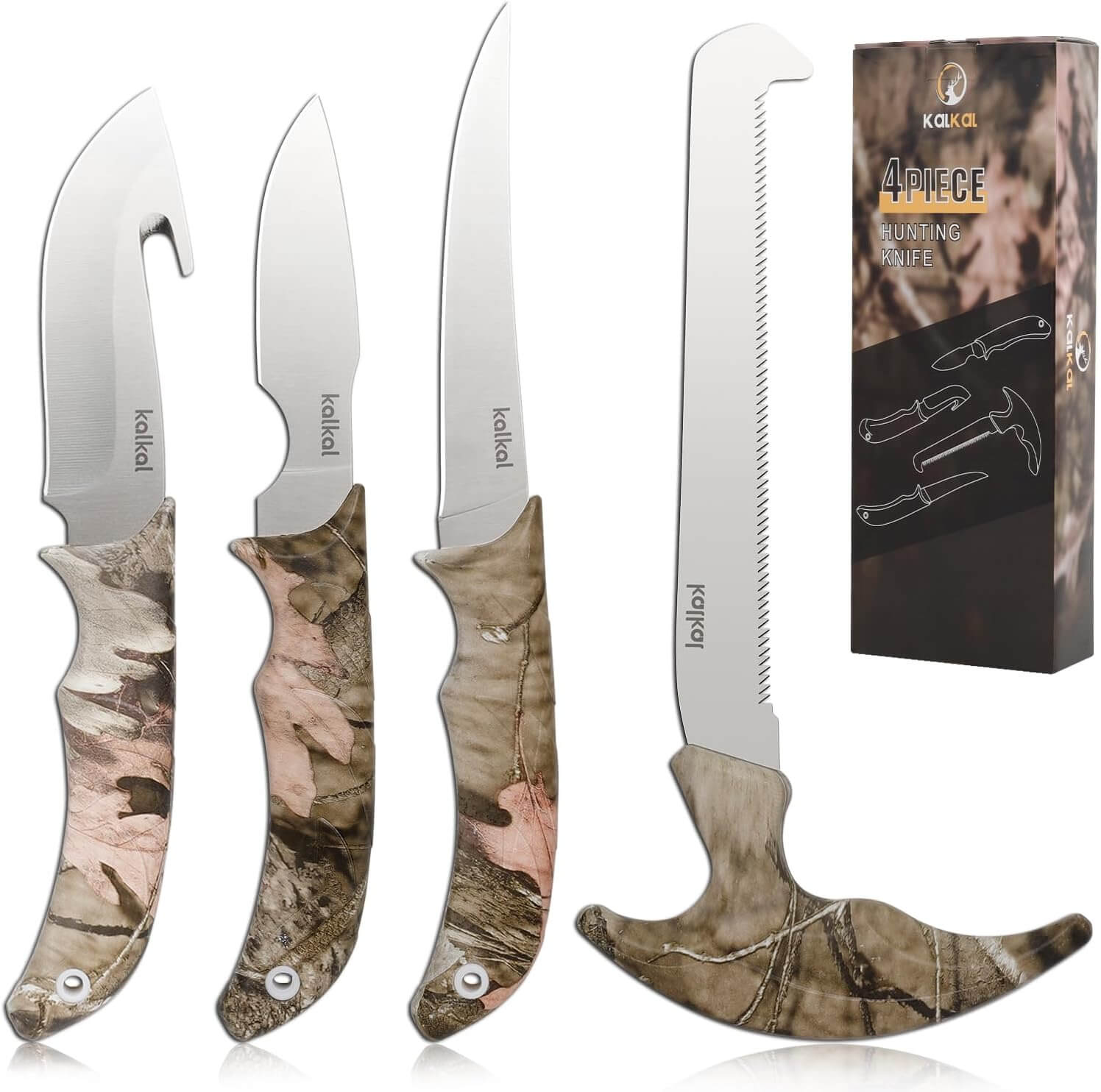 thumbnail image 2 of Bone Handle Fixed Blade Hunting Knife Clip Point Custom Leather Sheath 2 of 11