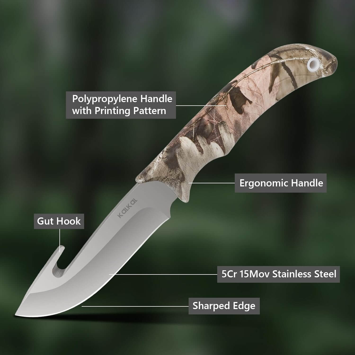 thumbnail image 2 of Bone Handle Fixed Blade Hunting Knife Clip Point Custom Leather Sheath 2 of 11