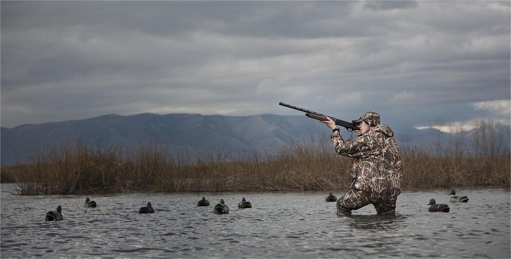 a hunter with duck hunting wader