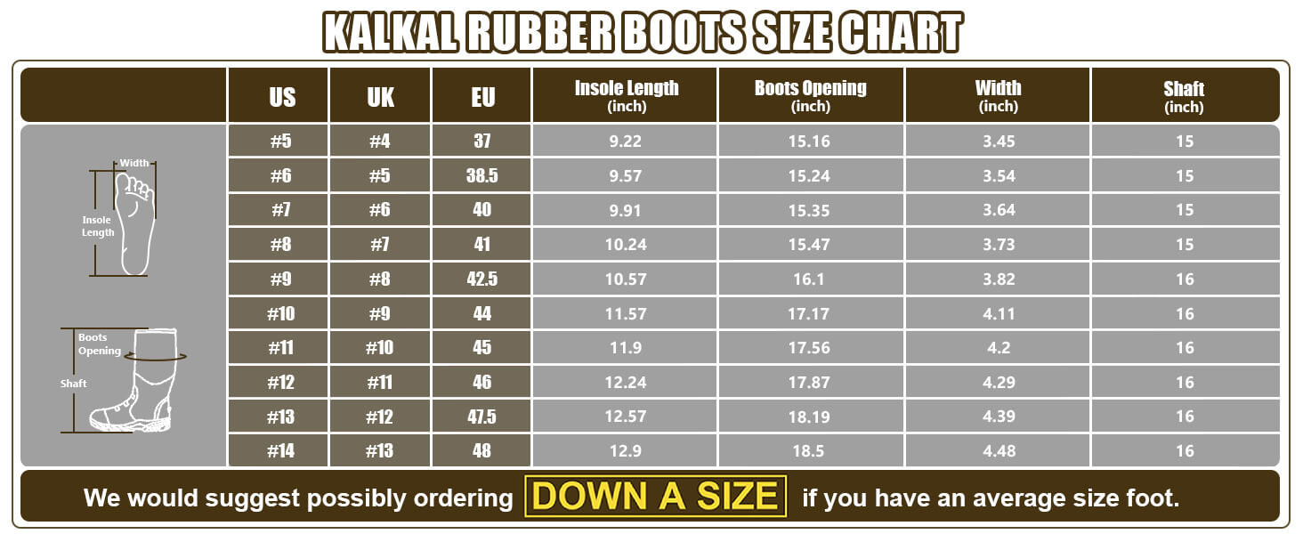 Farm Boots Size Chart