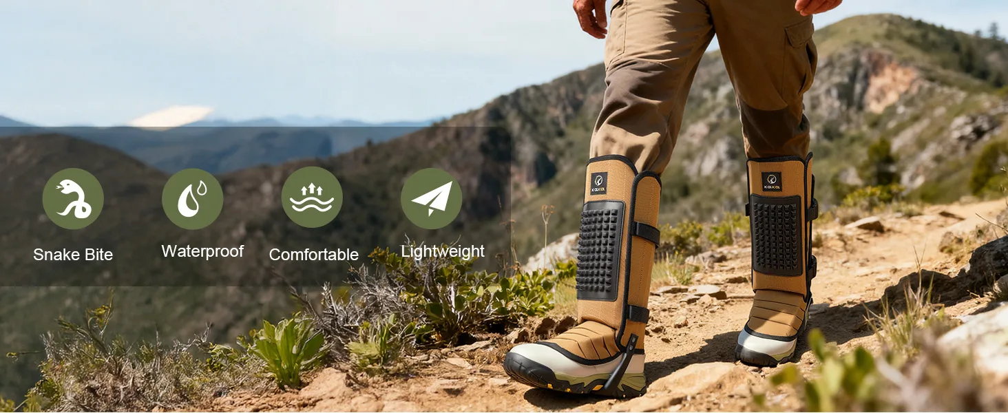 detailed features of the Kalkal snake proof leg gaiters