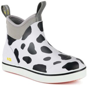 womens deck boots cow print