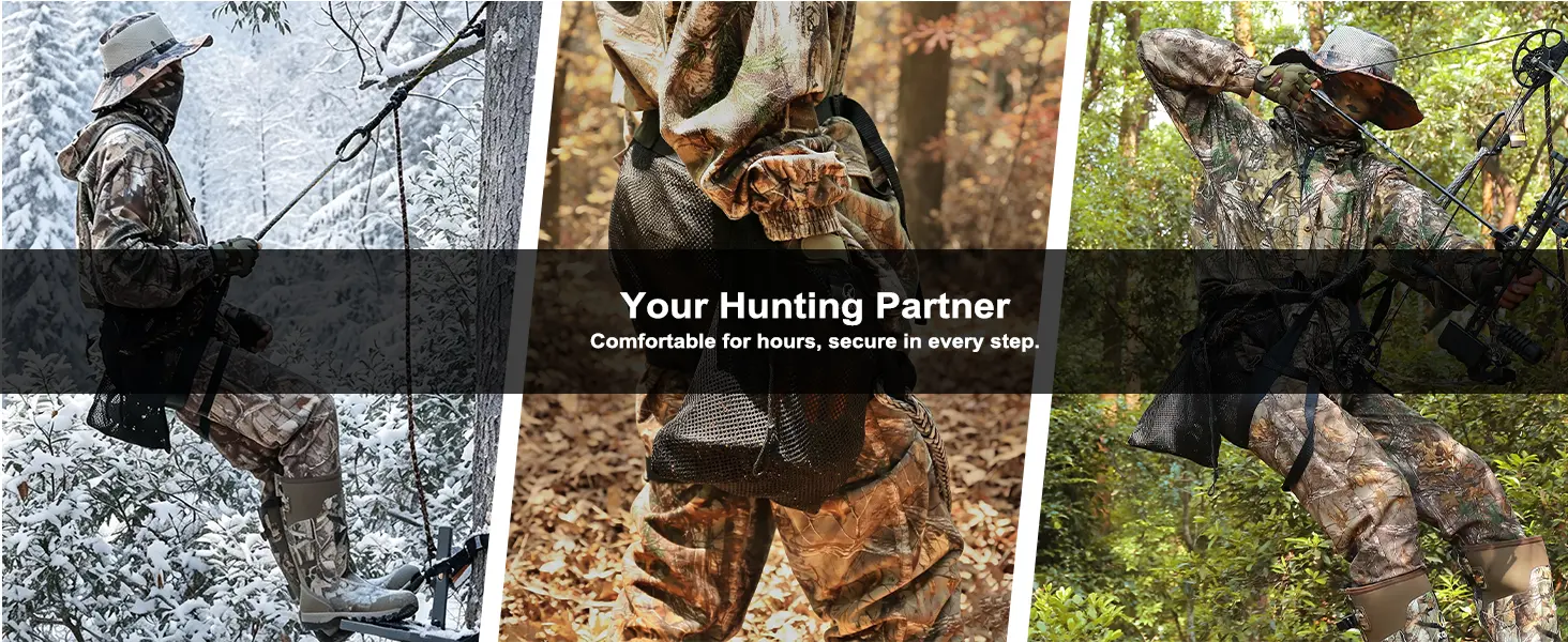 Saddle hunting in different outdoor hunting environments