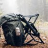 a a backpack and a chair ready for turkey hunting
