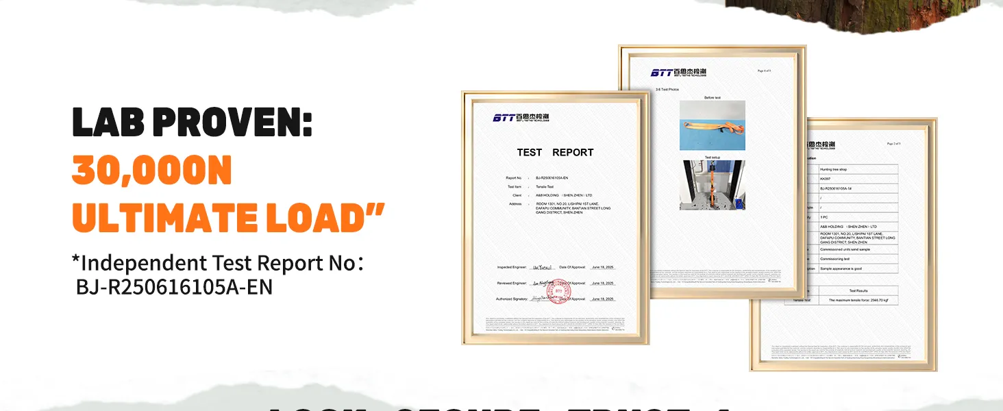lab testing report of tree straps