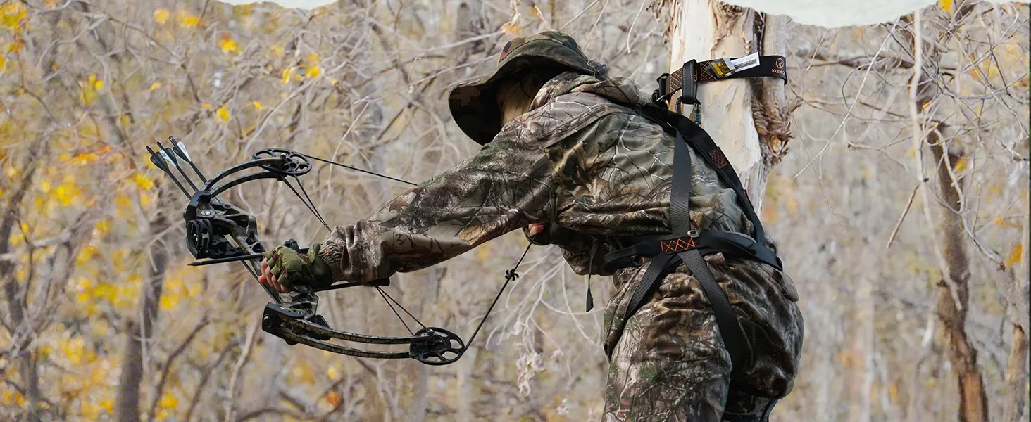 attach to the tree with tree stand harness strap
