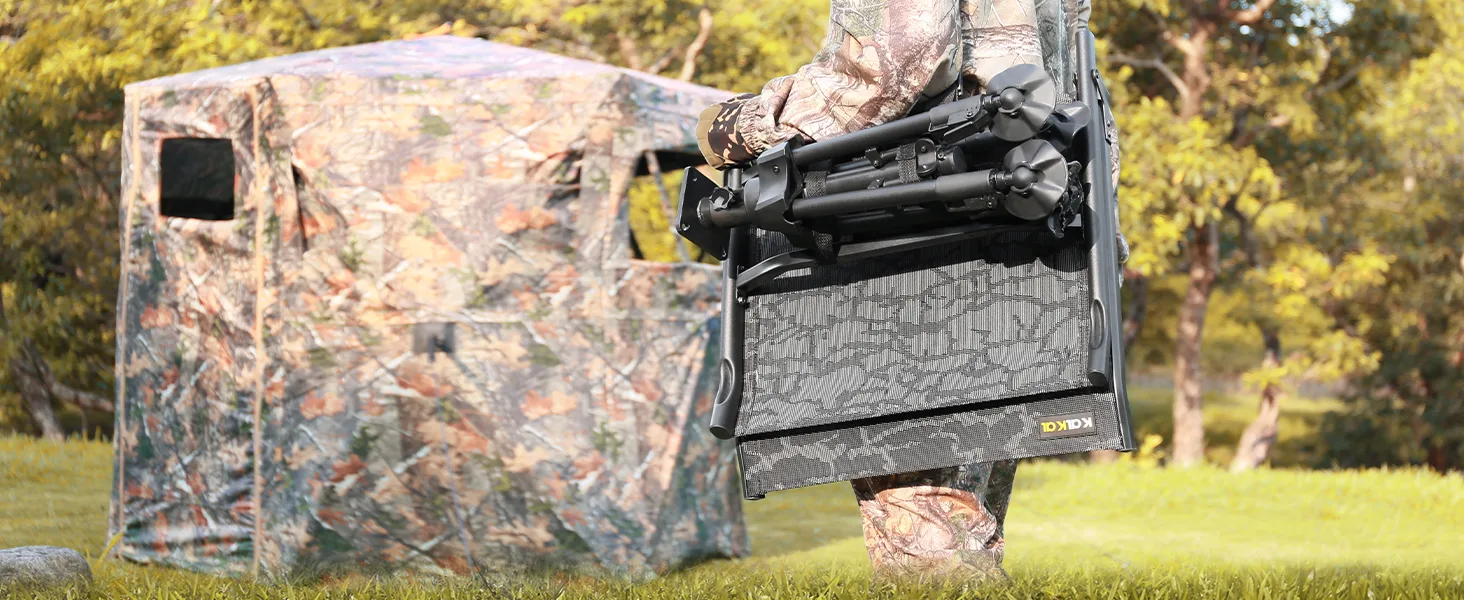 Kalkal armless hunting chair for bowhunters, allows for an unrestricted range of motion