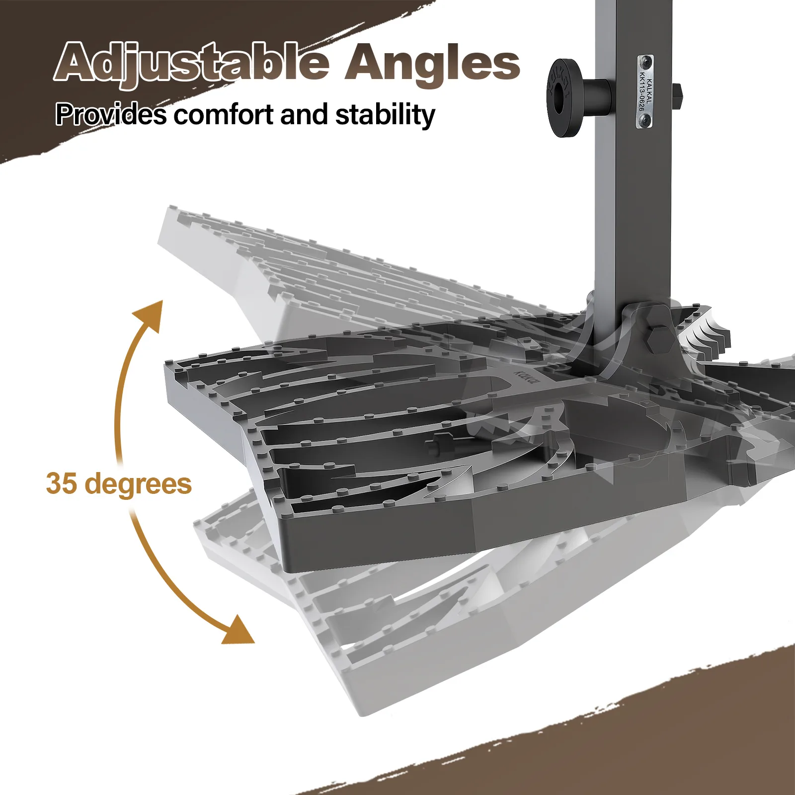 Adjustable Kalkal saddle hunting platform for different tree angles