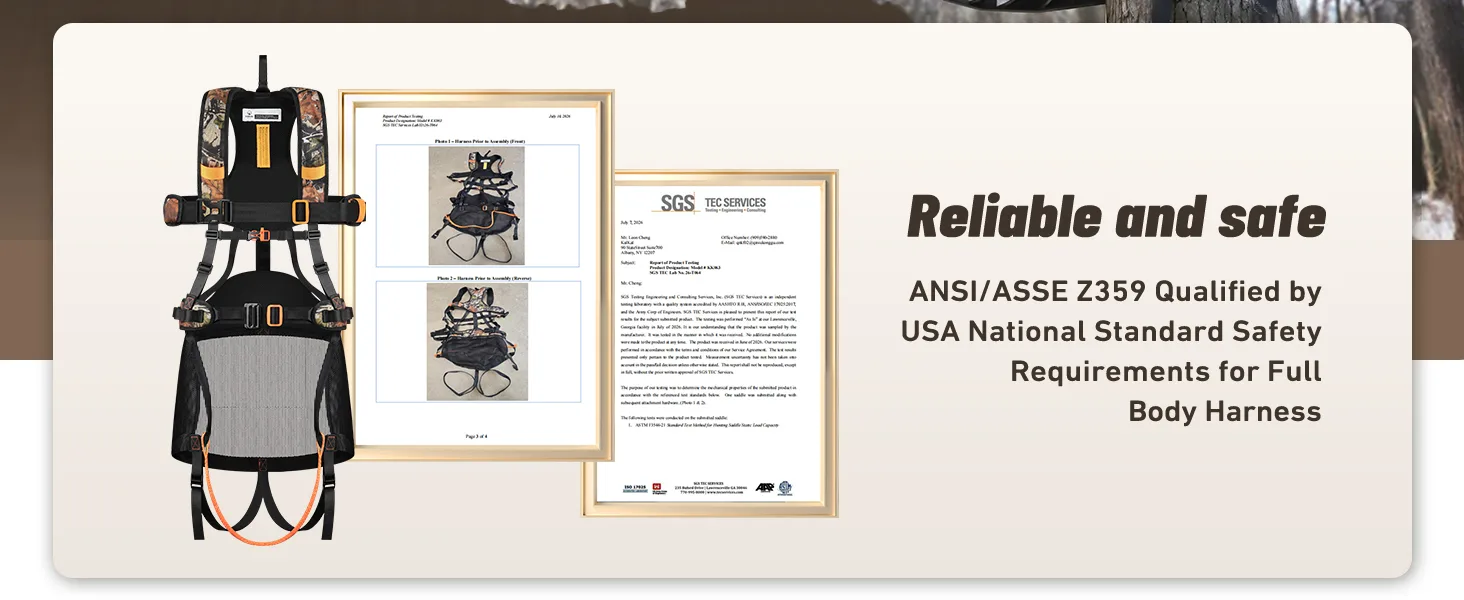 report shows that Kalkal safety harness has passed the ASTM testing, keeping hunters always safe