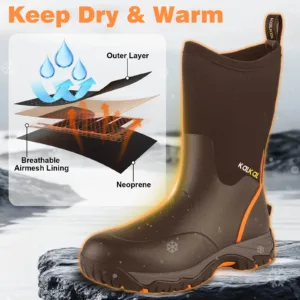 insulated pull on work boots feature breathable liner and neoprene upper