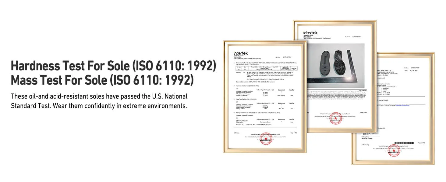 testing report of oil and acid resistant outsole showing Kalkal boots pass the US National Standard Test