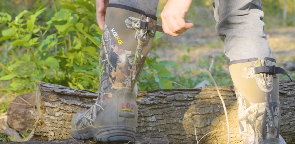use the buckle to adjust calf size for Kalkal hunting boots