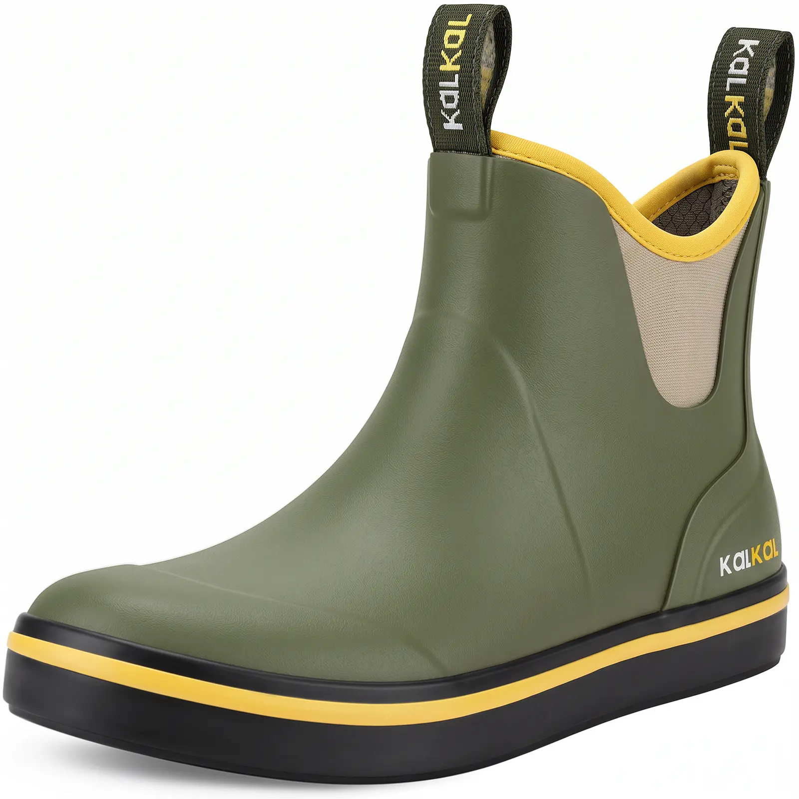 women's ankle deck boots in green color