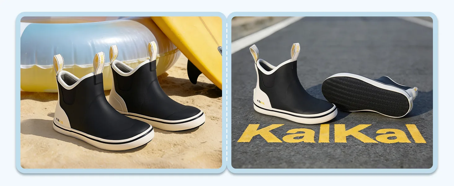 Kalkal childrens black ankle boots, practical and stylish as kids rain boots