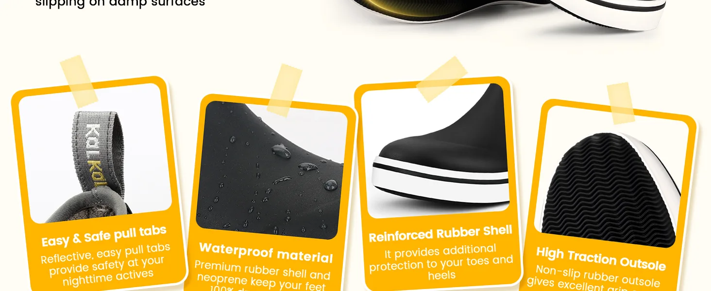Kalkal deck boots features with waterproof material, reinnforced rubber toe and high traction outsole