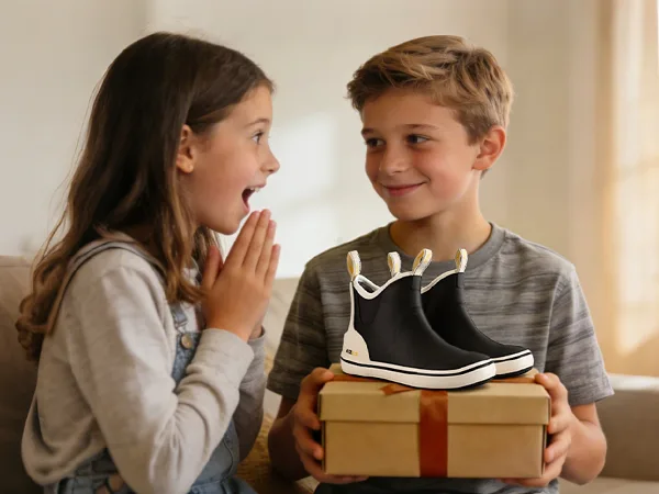 kalkal child's deck boots are unisex, both for little boys and girls