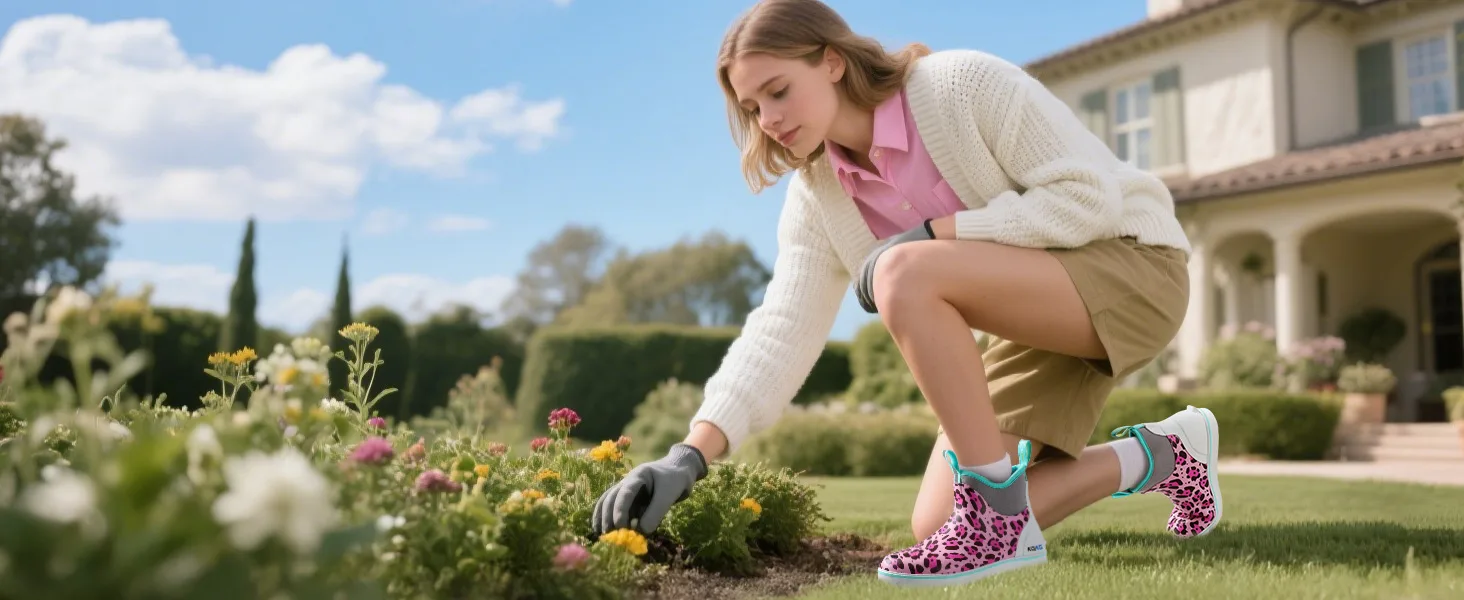 women's 6 inch rubber ankle deck boot for gardening
