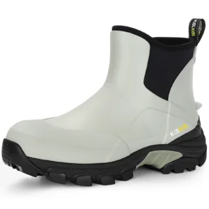 Stylish grey men's ankle deck boots with a streamlined design and EVA midsole