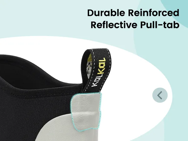rear pull tab design for easy on and off ankle rubber boots