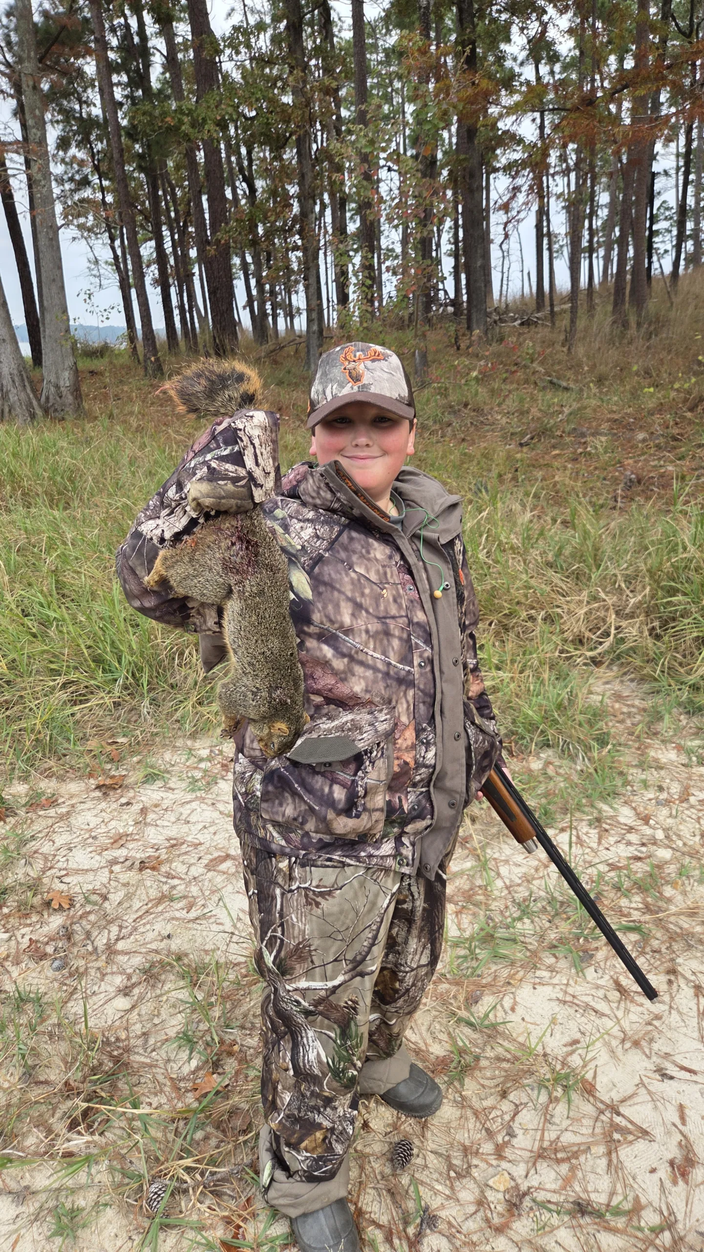 kid successffully harvested a small squirrel